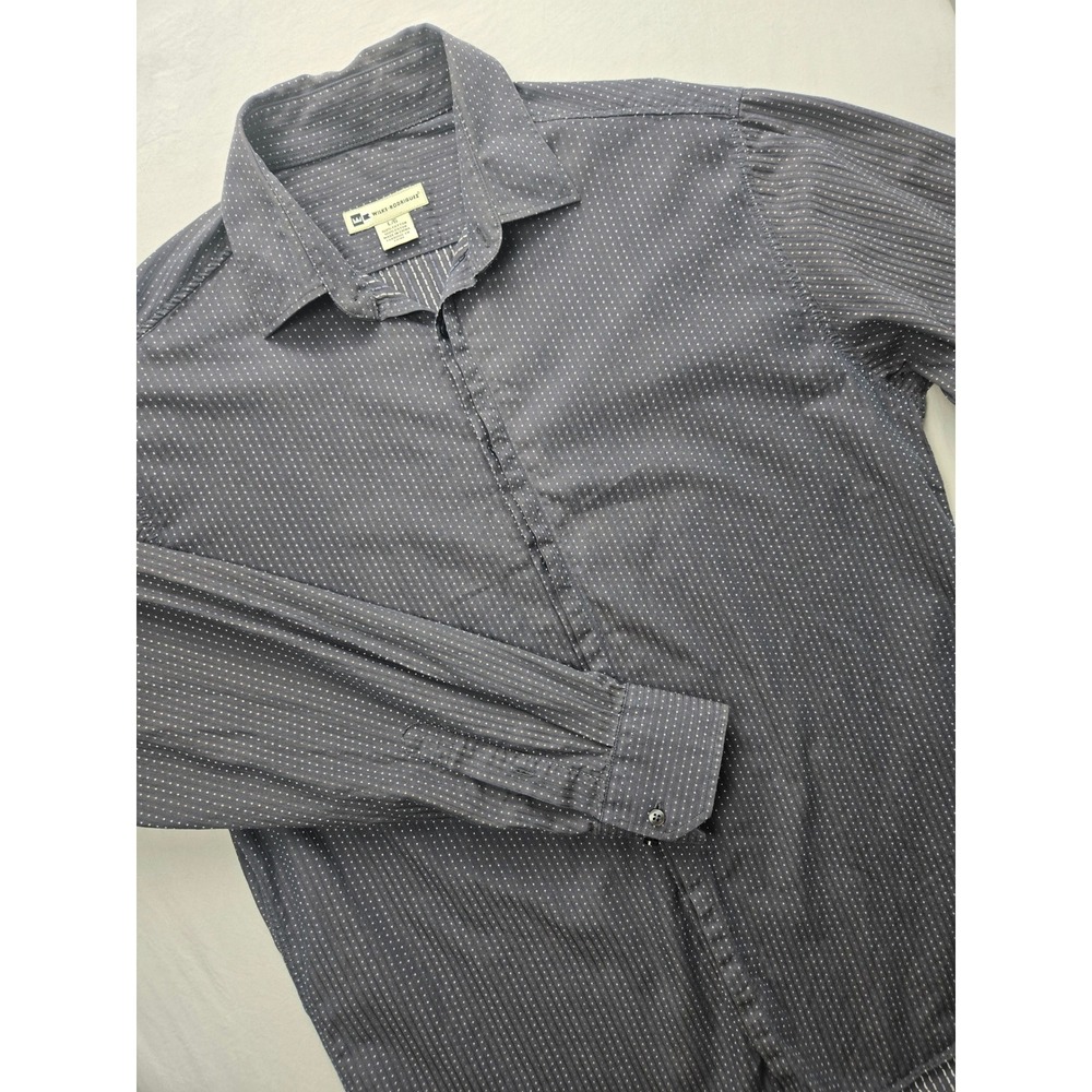 Wilke Rodriguez Mens‎ Large Blue Dotted Button Up Dress Shirt